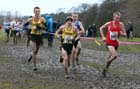 Carl Hardman (Salford) leads from 806 Andrew Jones, 808 Jack Martin (both Stockport) and Nick Swinburn (Morpeth) during the senior mens Northern Cross Country Champs, Knowsley Safari Park. Photo: David T. Hewitson/Sports for All Pics
